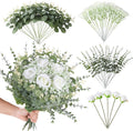 60 Pcs 4 Kinds Mixed Artificial Eucalyptus Greenery Stems Flowers Bulk
