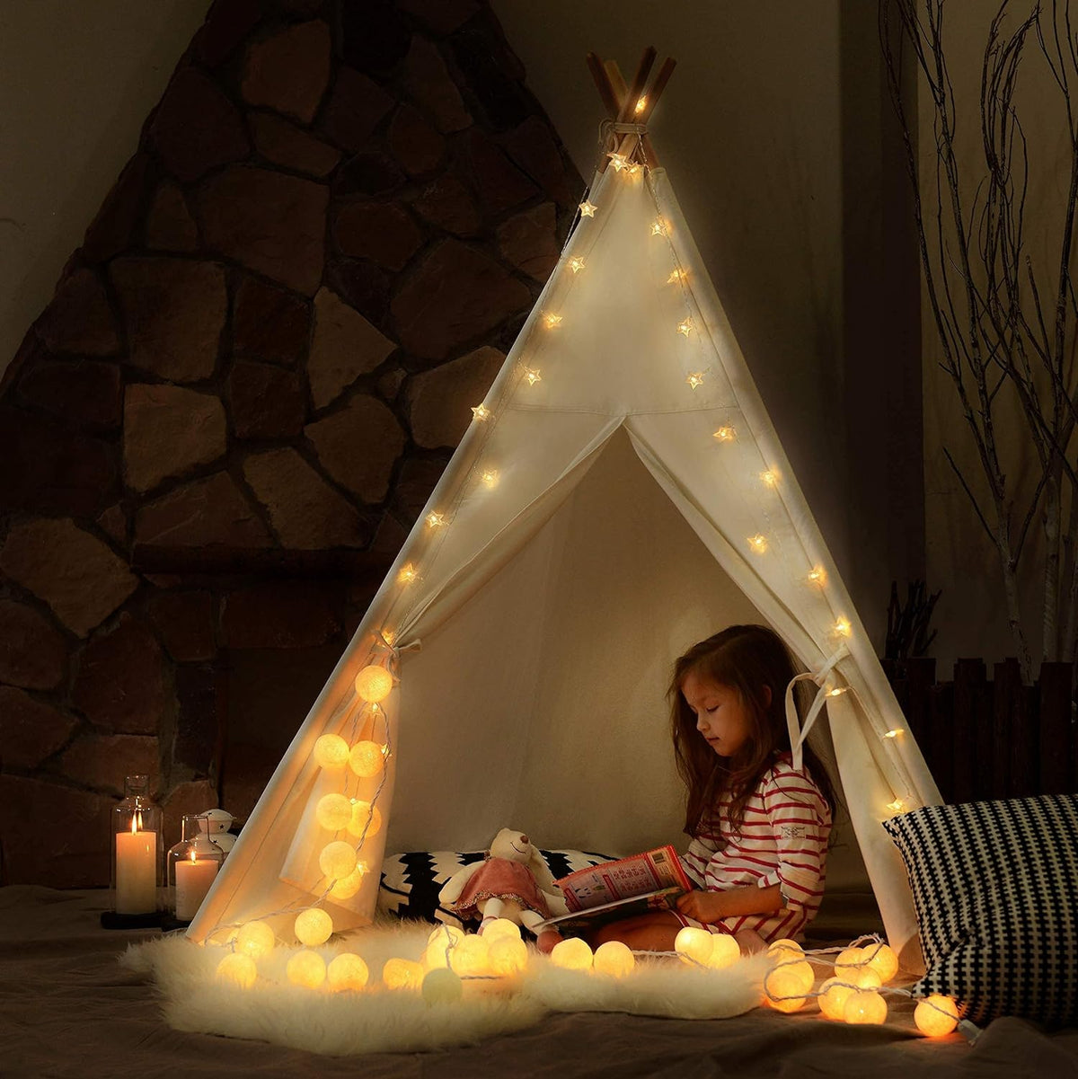Yummuely Star String Lights 10Ft 20 LED Fairy Lights Battery Operated Waterproof Indoor Outdoor Twinkle Christmas Lights for Bedroom Party Wedding Xmas Tree Decoration (Warm White)