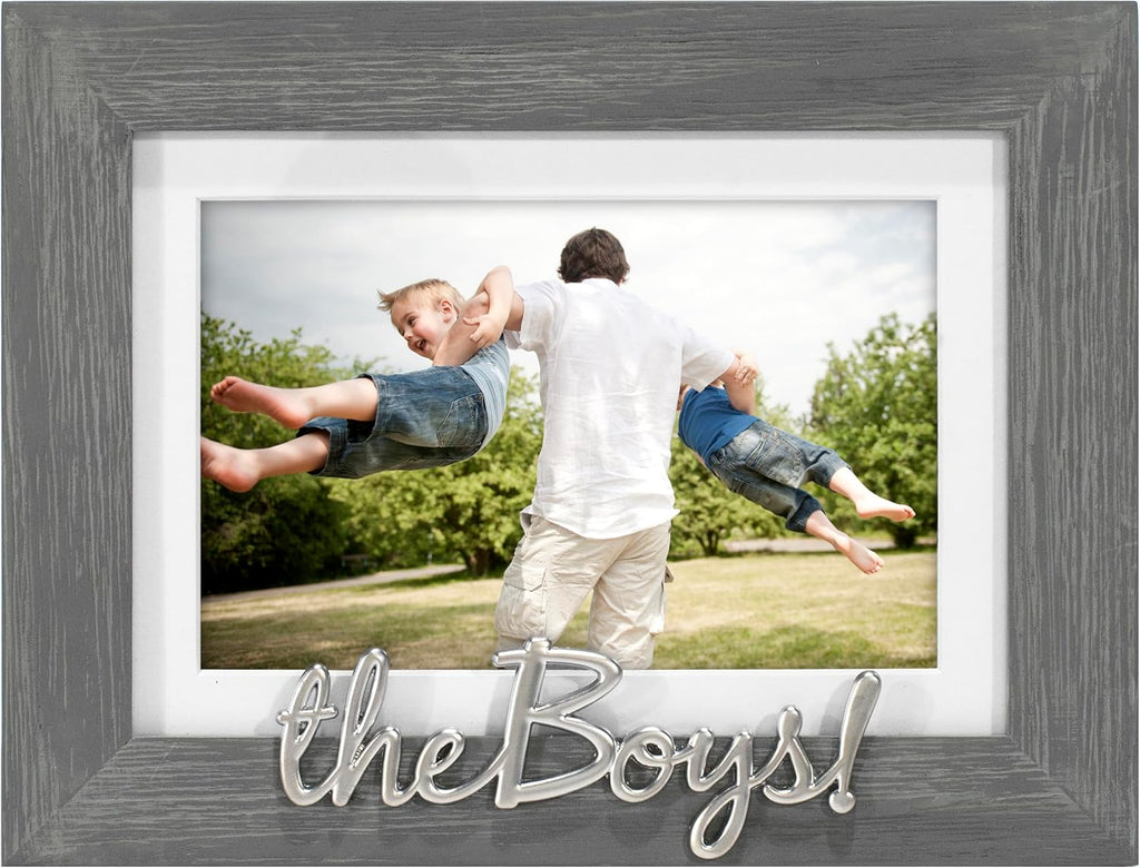 Malden The Boys 4x6 or 5x7 Picture Frame, Gray Pine with Silver Accent