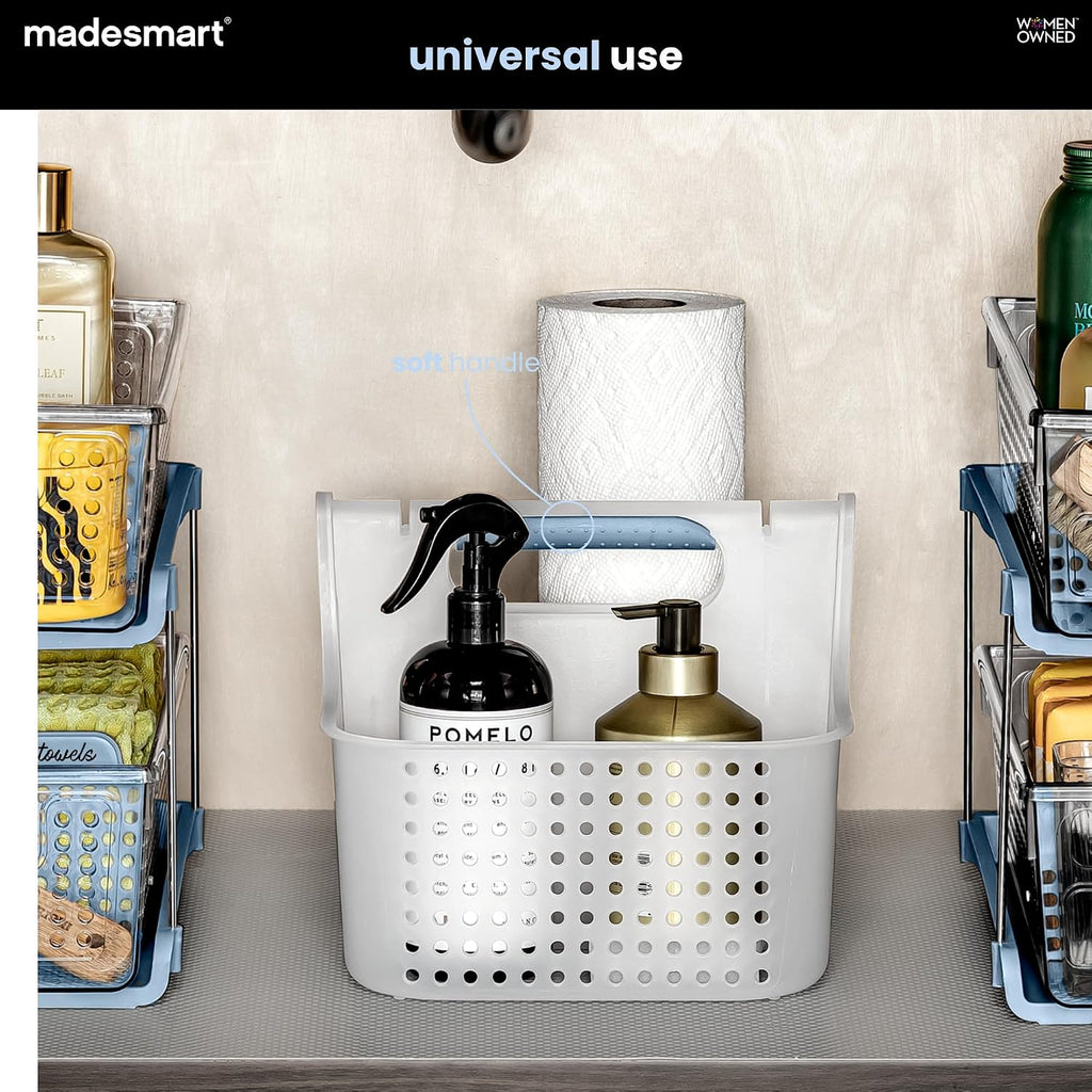 madesmart Large Shower Tote with Soft Grip Handle, Blue