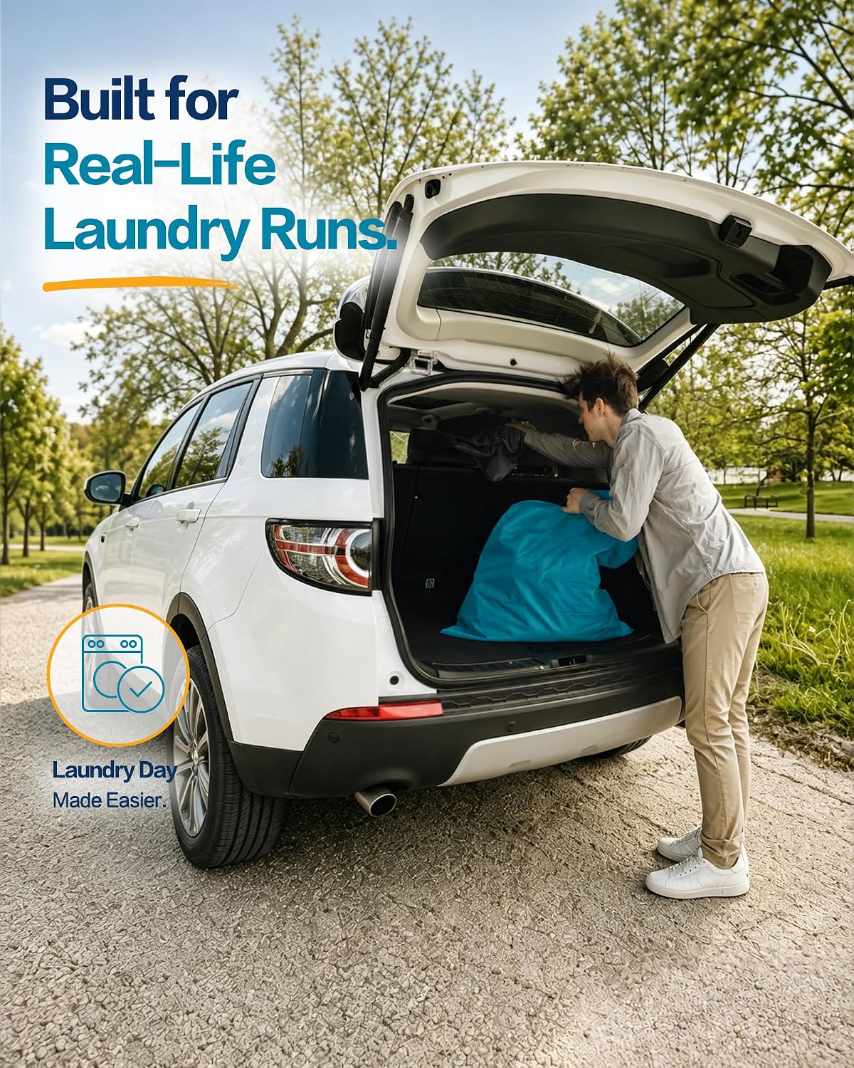 HOMEST 2 Pack XL Nylon Laundry Bag with Strap, Large Dirty Clothes Organizer, Easy Fit a Laundry Hamper or Basket, Can Carry Up to 4 Loads of Laundry, Black and Sky Blue