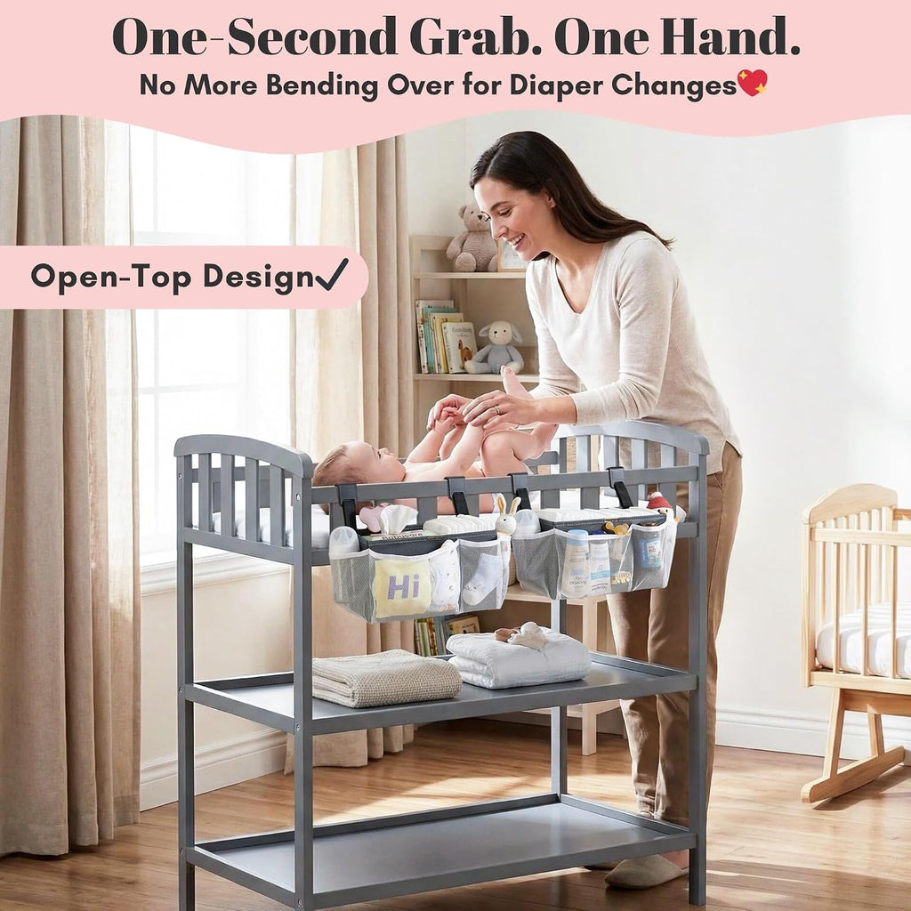 2-Pack Hanging Diaper Organizer for Crib, Playpen, Bassinet & Pack n Play
