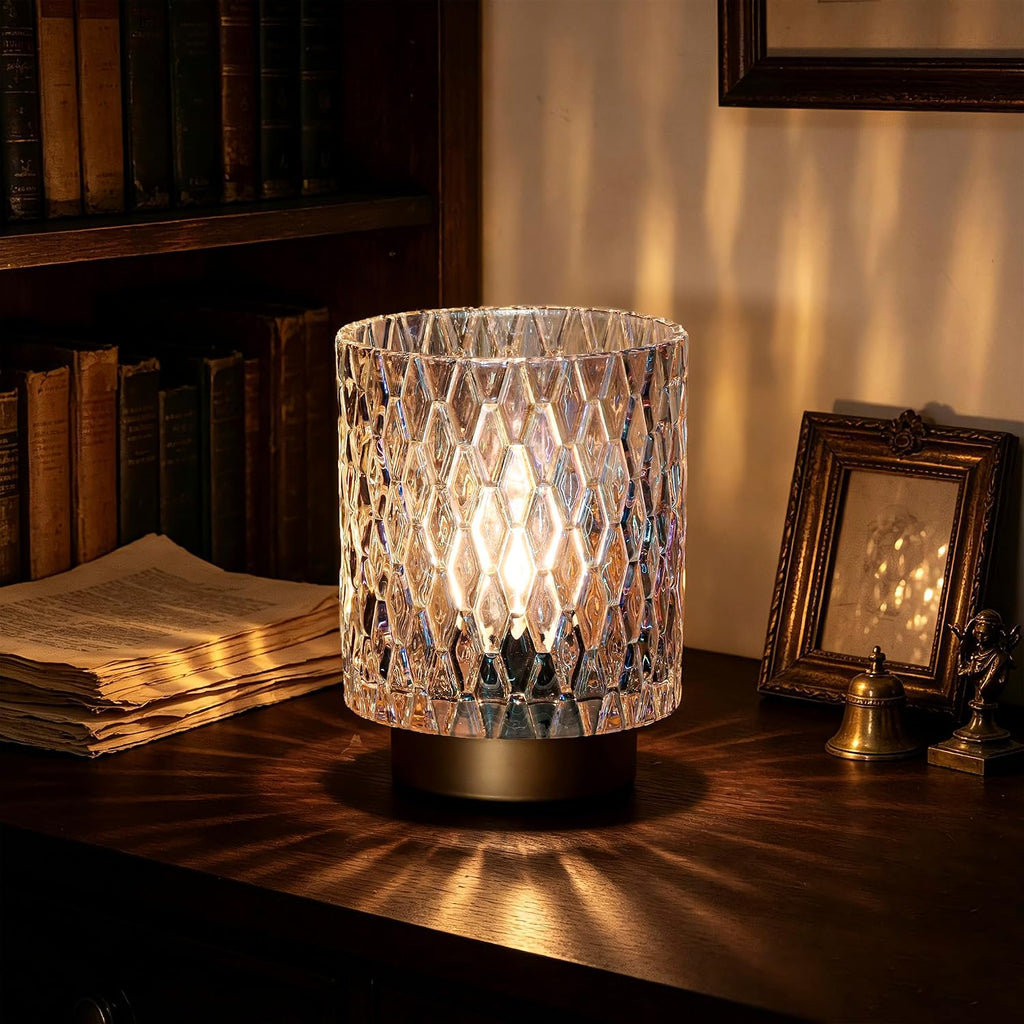 ULAROOM Battery Operated Table Lamp,Cordless Small Accent lamp, Clear