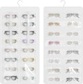 Hanging Sunglasses Organizer and Storage, 32 Slots Jewelry Holder, White