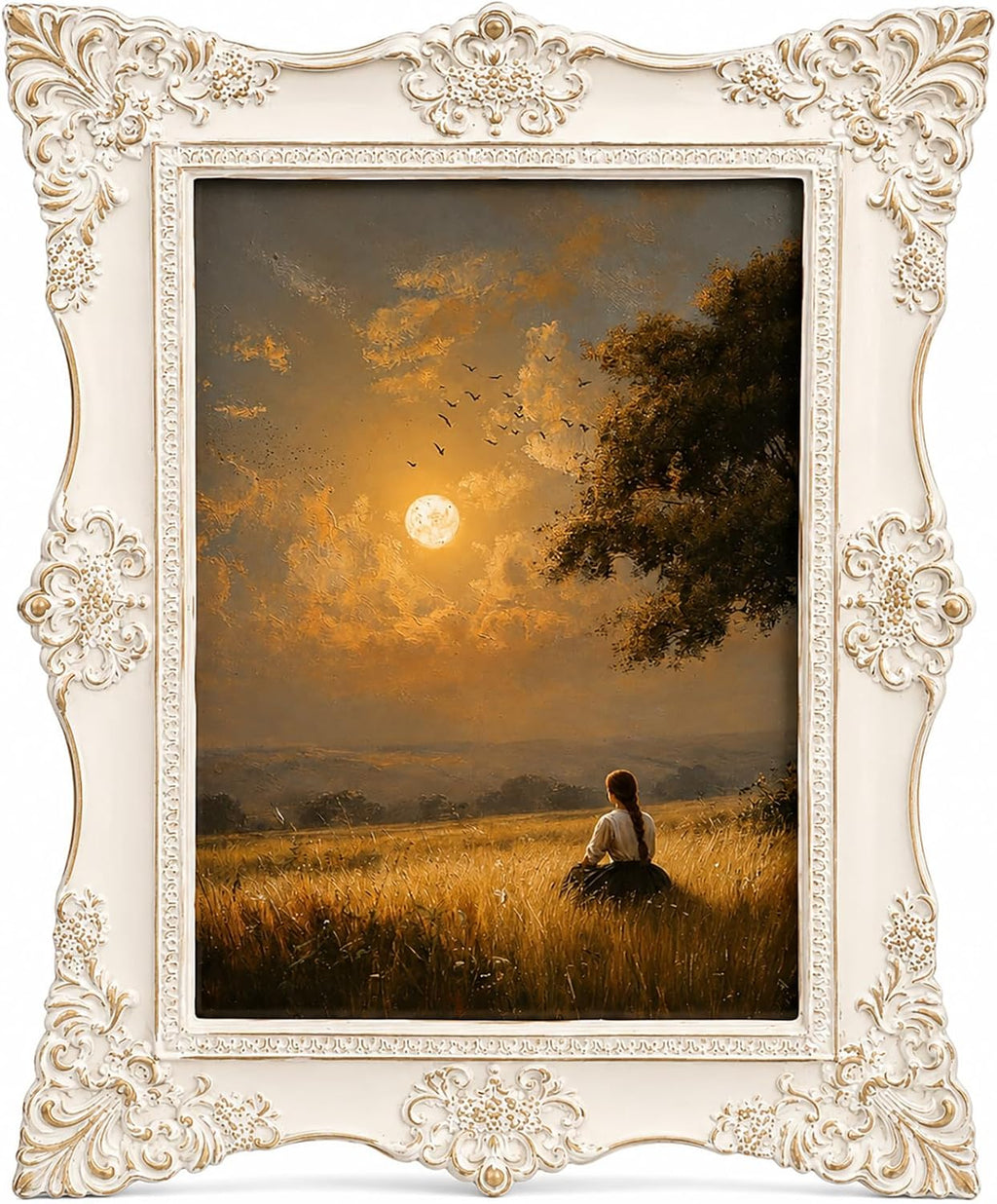 5x7 Vintage Picture Frames -5x 7 Antique Picture Frame, Ornate Frames 5 X 7 With Glass Front For Tabletop Photo Display And Wall Hanging, Victorian Poster Frame 5 By 7 (White/Gold, 5X7)