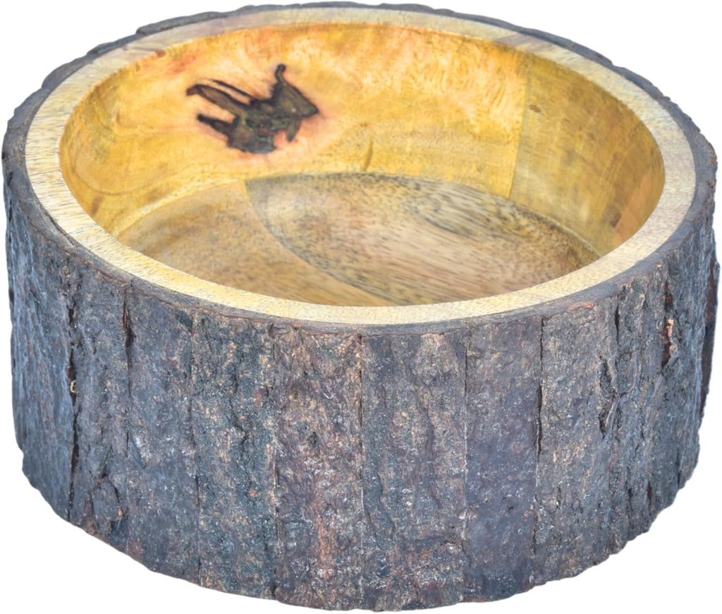 Handcrafted Mango Wood Decorative Bowl with Natural Bark Edge – Rustic Wooden Centerpiece Bowl for Potpourri, Candy Dish, Key Holder & Small Fruit Display – Farmhouse & Boho Home Décor Accent (7 Inch)