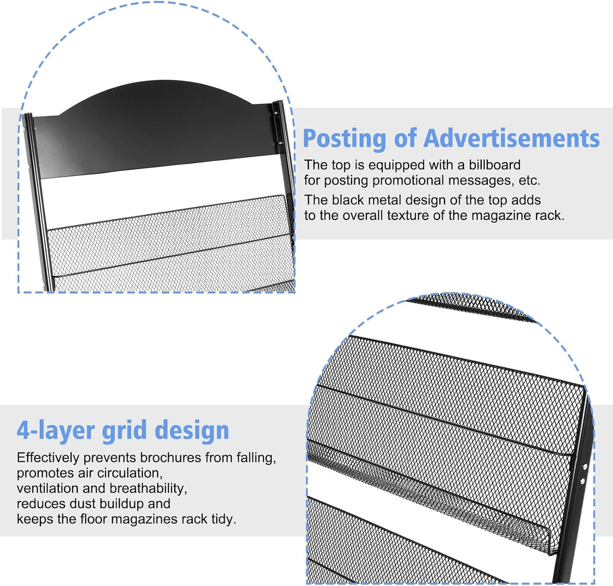 lesolar 4 Tier Floor-Standing Magazine Rack, Book Brochure Display Stand