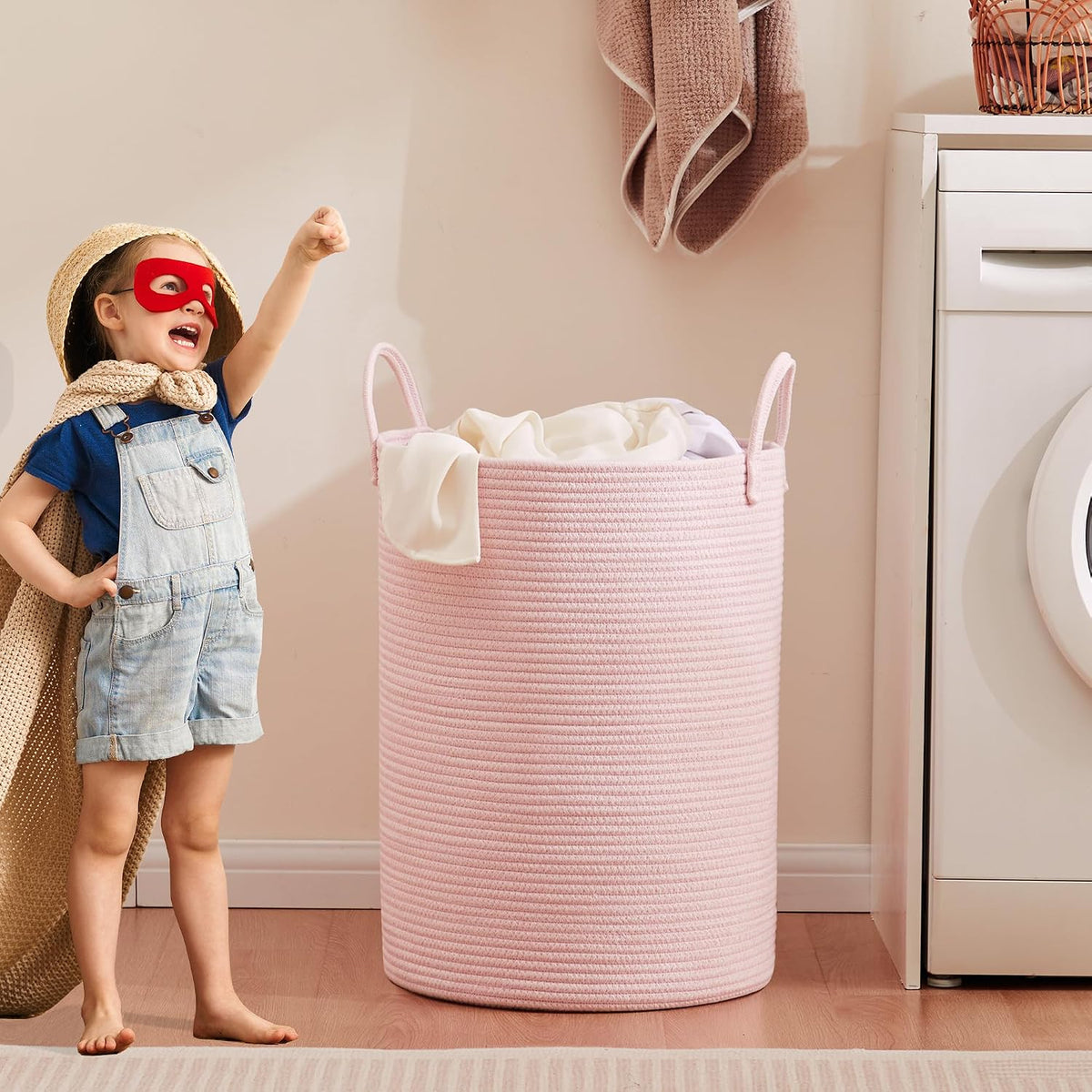 Pink Hamper Laundry Basket for Girls 80L Large Nursery Hamper