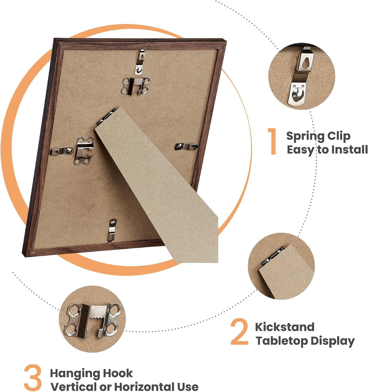 upsimples Picture Frames set of 19, Including 8x10, 5x7, 4x6 Brown Frame