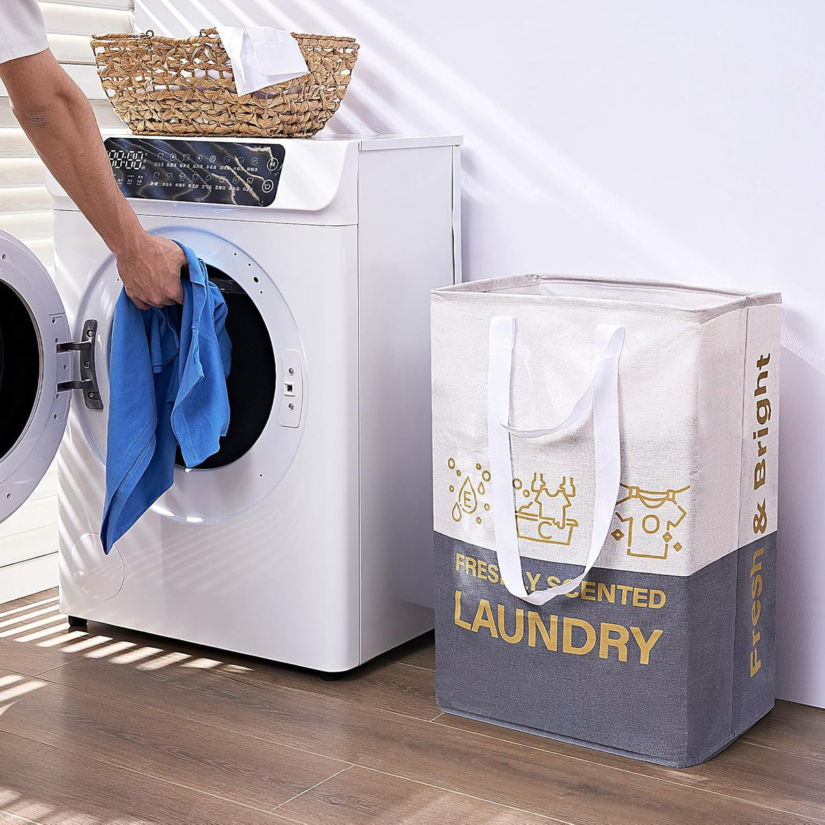 2 Pack Laundry Baskets, 92L Laundry Hamper with Handles