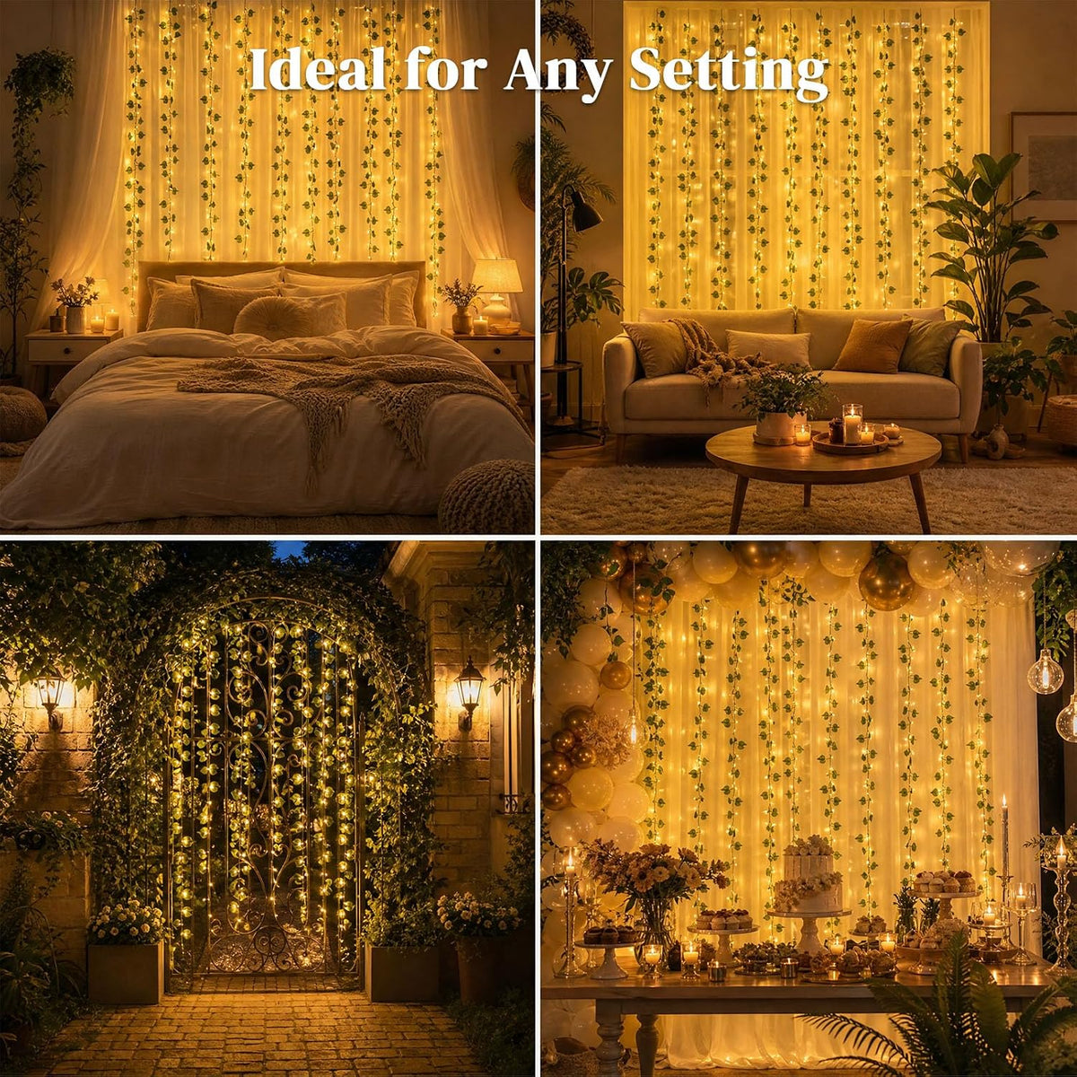 DomeStar Vines with Light for Bedroom, 300 LED Fairy Lights with Vines
