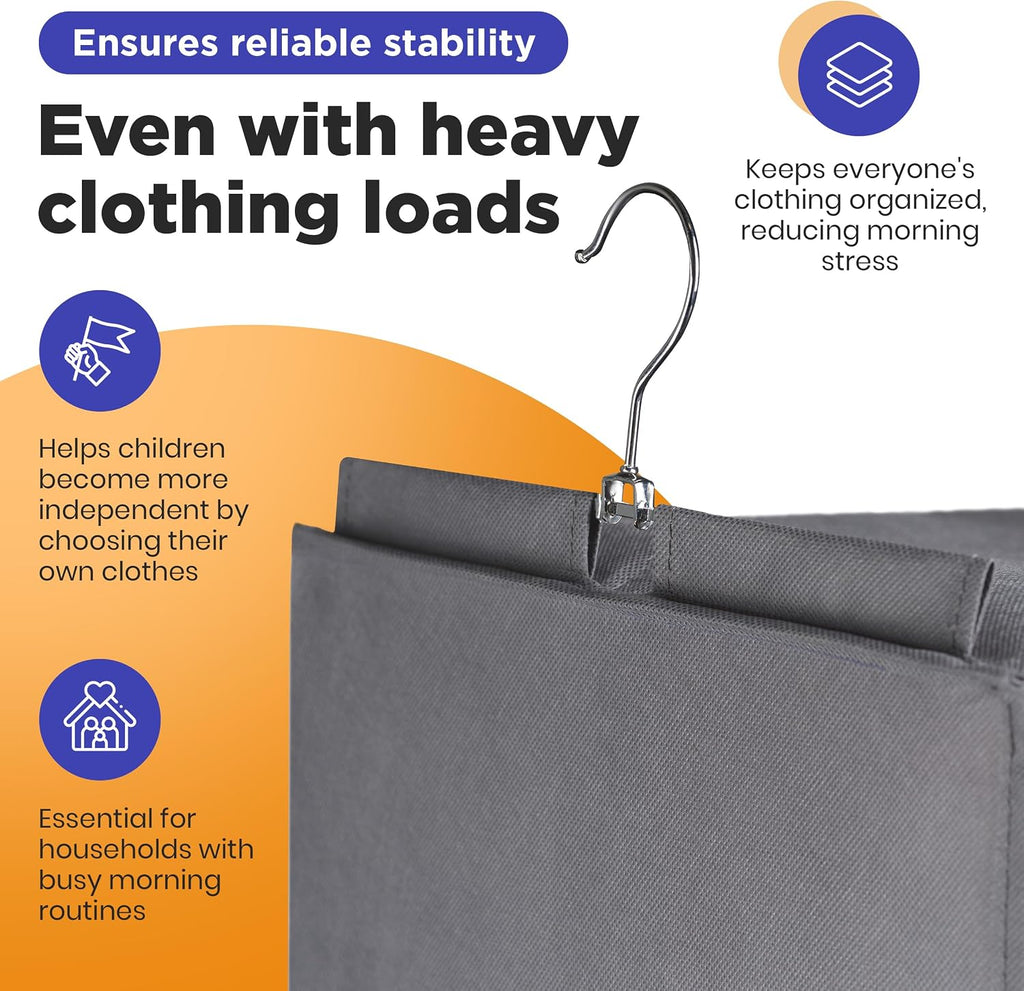 Handy Laundry Kids Hanging Closet Organizer 6-Shelf with Day-of-Week Labels