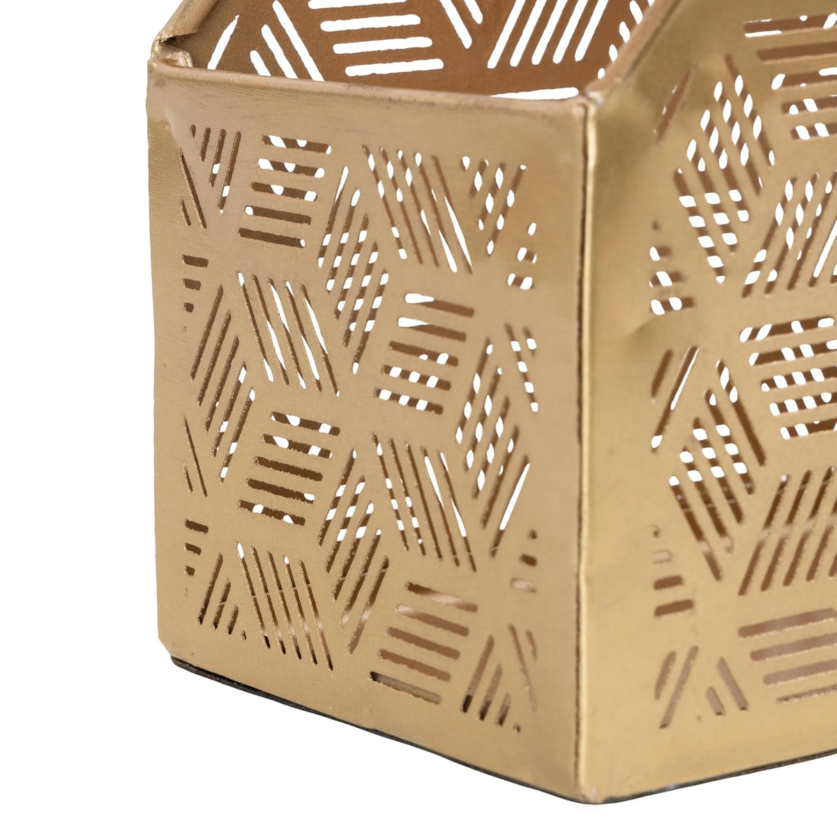 Deco 79 Metal Geometric Single Slot Magazine Holder with Laser Carved Design, 5" x 10" x 12", Gold