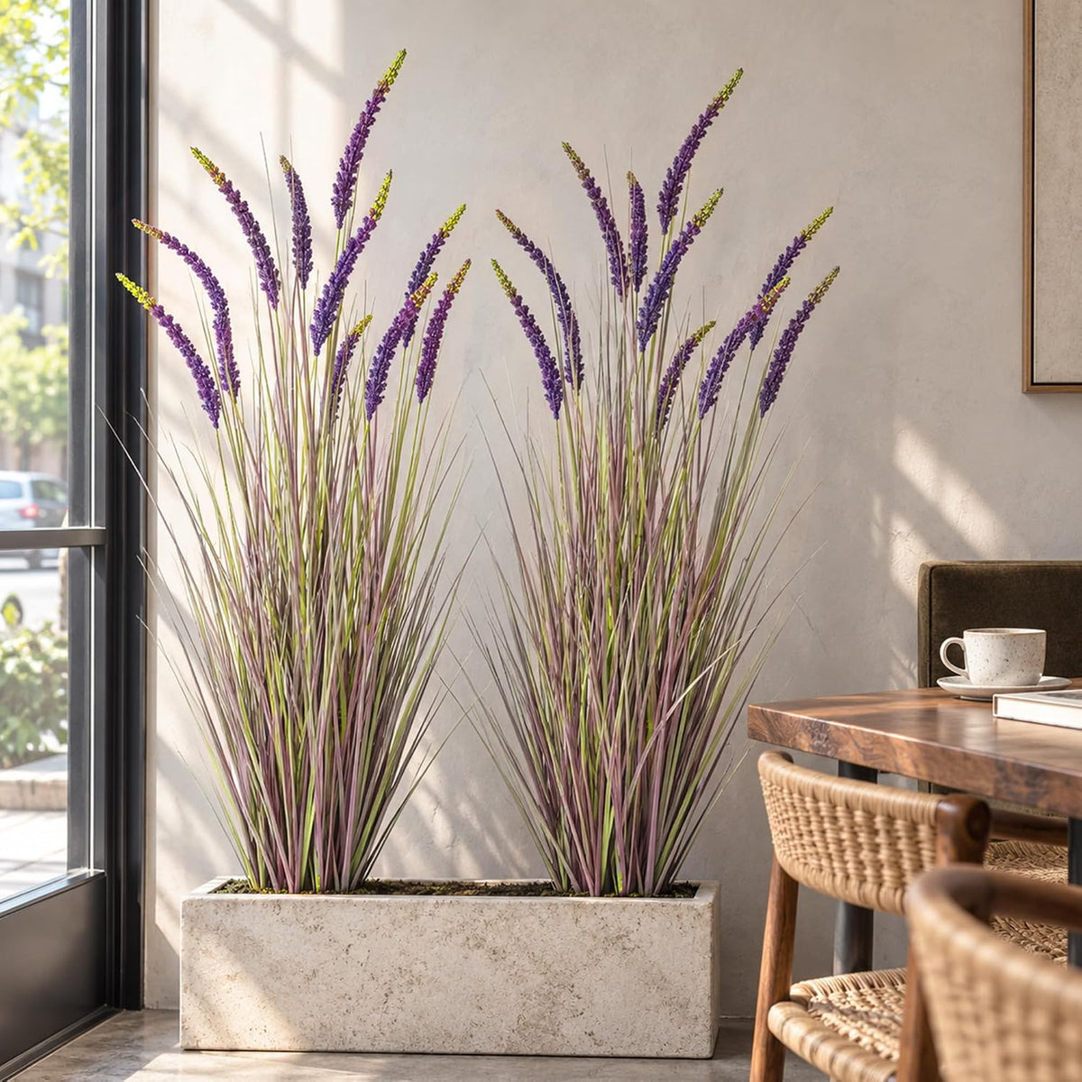 5ft 2-Pack Artificial Grass Plants in Pots, 59in Faux Grass Plant Indoor