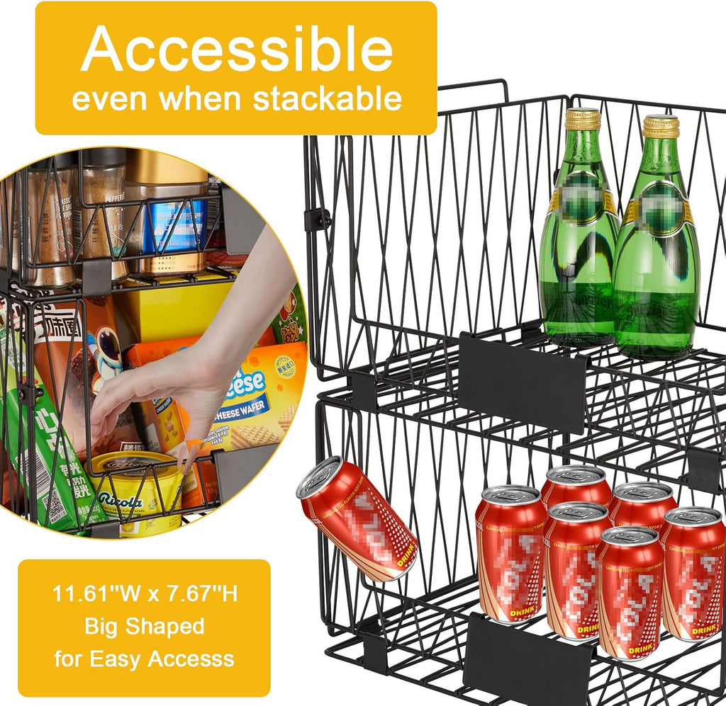 2 PACK XXL Stackable Wire Baskets for Pantry Organization and Storage