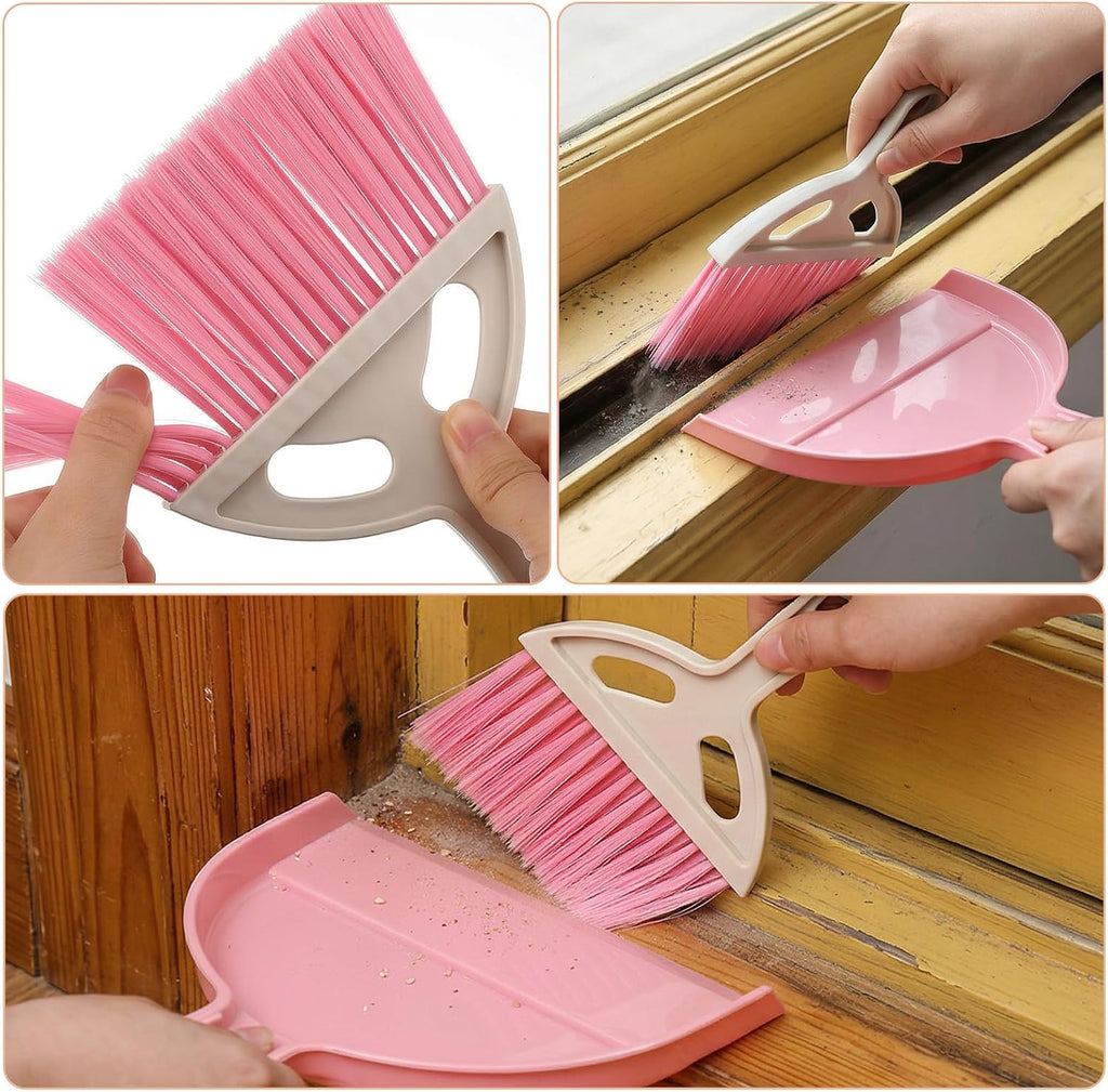 12 Pack Mini Broom with Dustpan Combo Set, Small Broom and Dustpan Set for Desk, Table, Car, Keyboard, Countertop, Pet Nest - 3 Colors (Blue, Green, Pink)