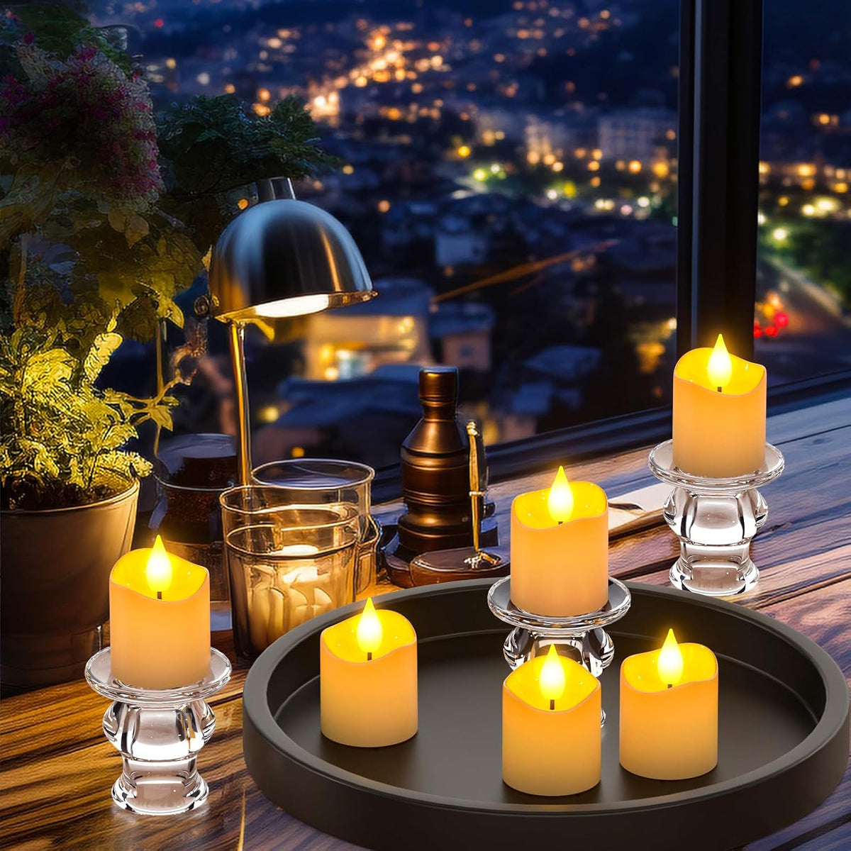 Yme Remote Control Votive Candles, Rechargeable Tea Lights with Timer