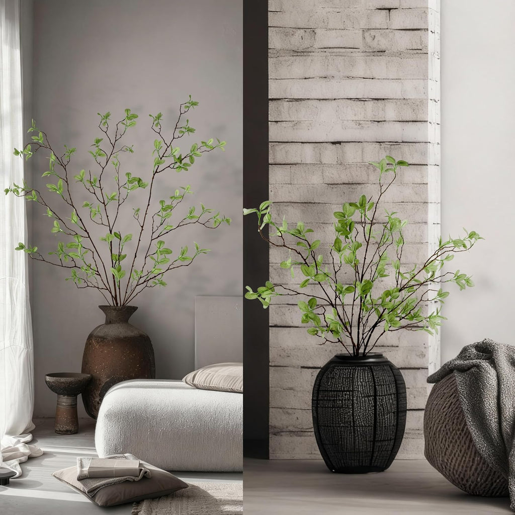 THAWAY 3 Pcs Artificial Eucalyptus Stems - 43 Inch Long Faux Eucalyptus Branches for Tall Vase Filler, Realistic Greenery Stems Fake Silk Leaves for Home Table Farmhouse Wedding Decor