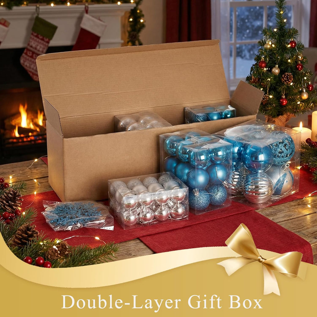 DOMESTAR 100 PCS Christmas Ball Ornaments, Christmas Tree Ornaments Glitter