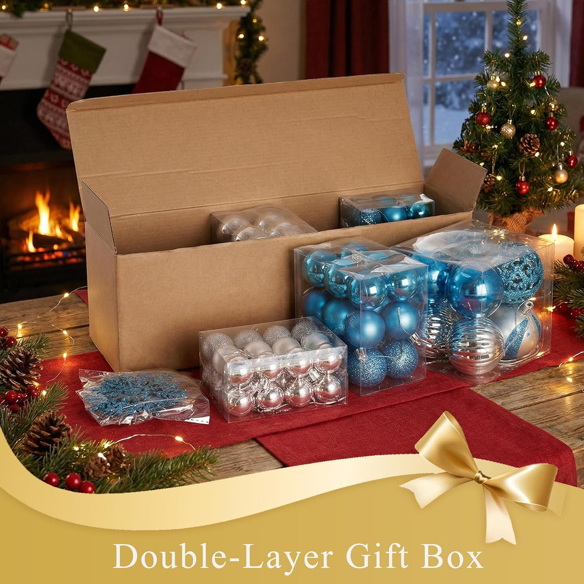 DOMESTAR 100 PCS Christmas Ball Ornaments, Christmas Tree Ornaments Glitter