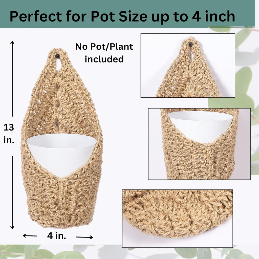 2 Pack Macrame Wall Plant Hanger for 4 inch, Wall Plant Basket
