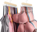 Bra Hangers for Closet Organizer,Tank Top Hanger with 20 Hooks,Space Saving Wooden Adjustable Hangers,Closet Organizers and Storage Suitable for Dorm,Apartments (2, Wood)