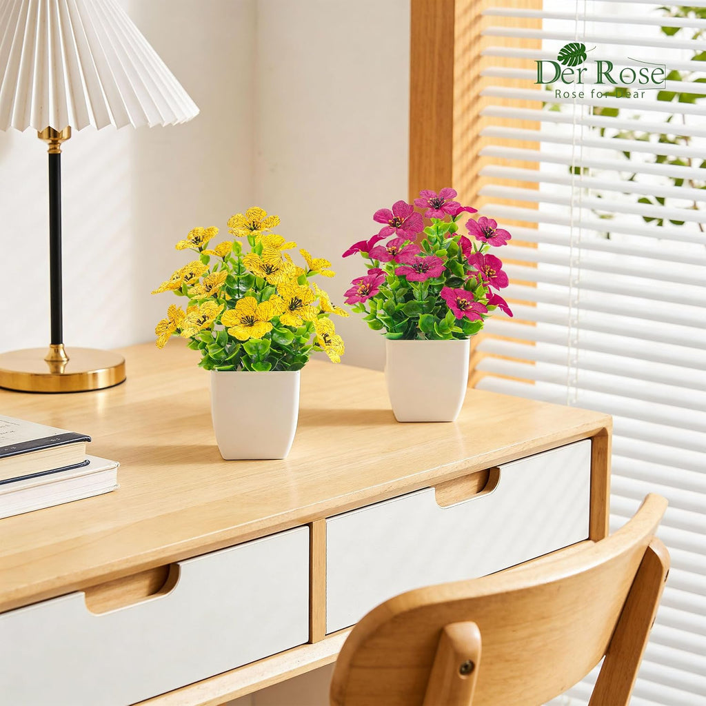 Der Rose 4 Pack Fake Plants with Fragrance Discs Flowers for Spring Decor