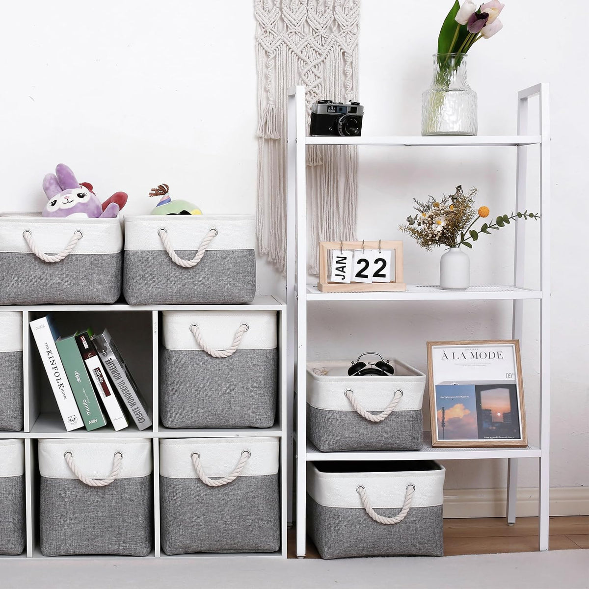 11 Inch 6 Pack Cube Storage Bins with Handles