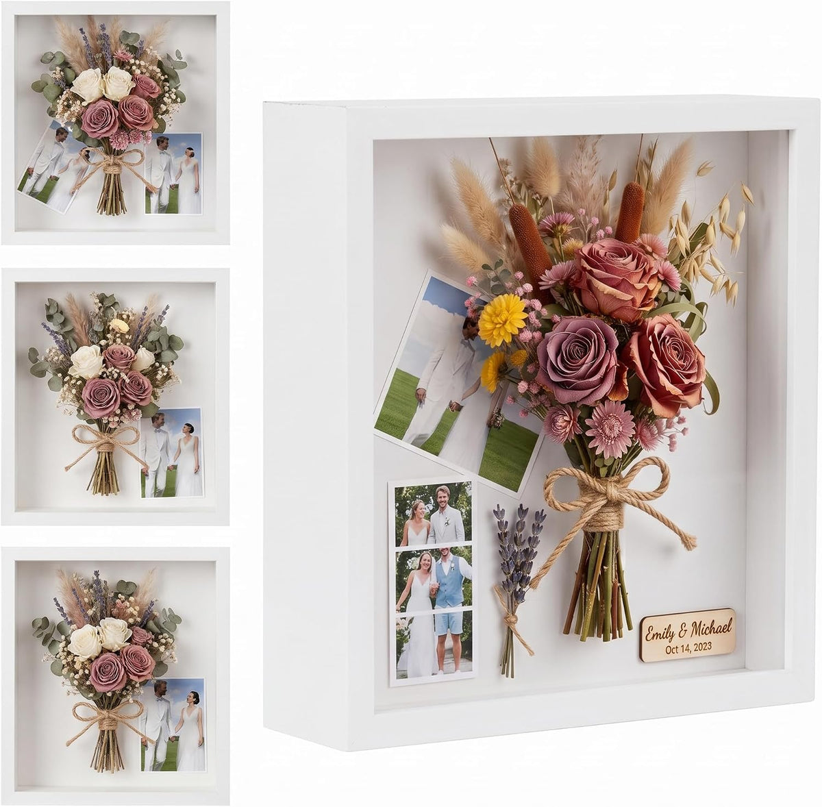 4 Pcs 8x10 Shadow Box Frame-1.96" Deep Keepsake Box 3D Picture Frame/White