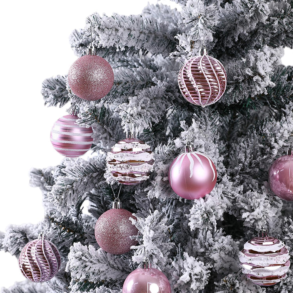 Sattiyrch Christmas Ball Ornaments 30ct, 60mm/2.36" Shatterproof Plastic Decorative Xmas Balls Ornaments Set (Pink)
