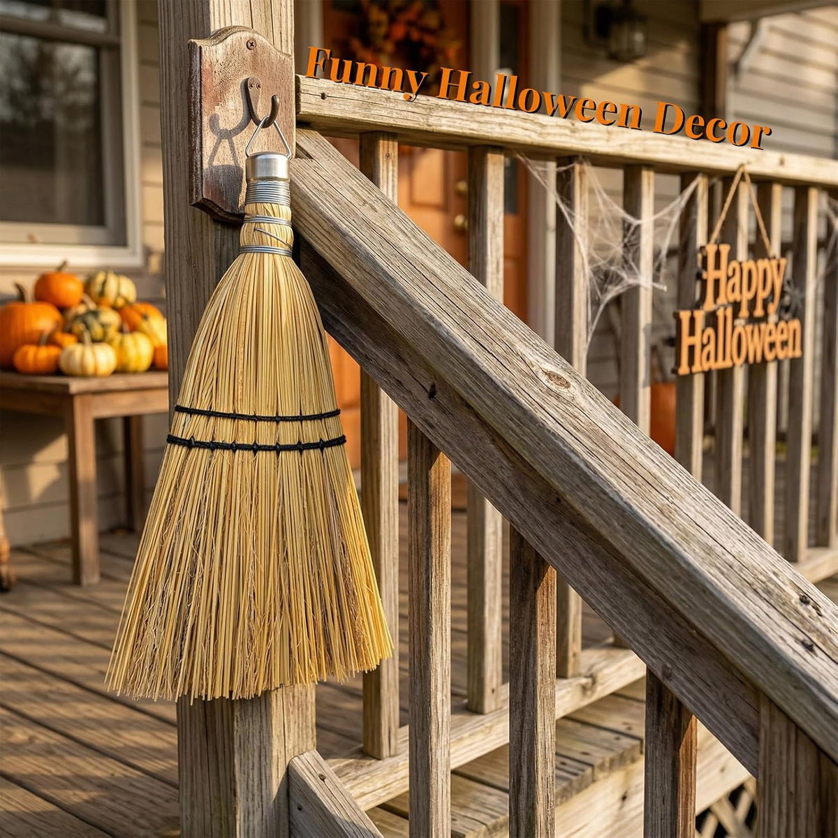 12" Hand Held Whisk Broom 2 Pack, Natural Handmade Corn Mini Broom with Stiff Bristles, Small Straw Sweeping Brush for Fireplace, Car Detailing, Workbench & Farmhouse Decor