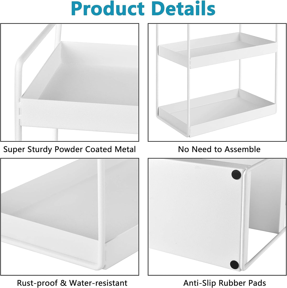 3-Tier Countertop Organizer, Bathroom Vanity Tray Makeup Storage Kitchen Spice Rack Standing Shelf Counter Storage, Metal Organizer Rack, Black