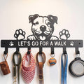 Metal 7‑Hook Pitbull Wall Dog Leash Holder, Pit Bull Dog Wall Art