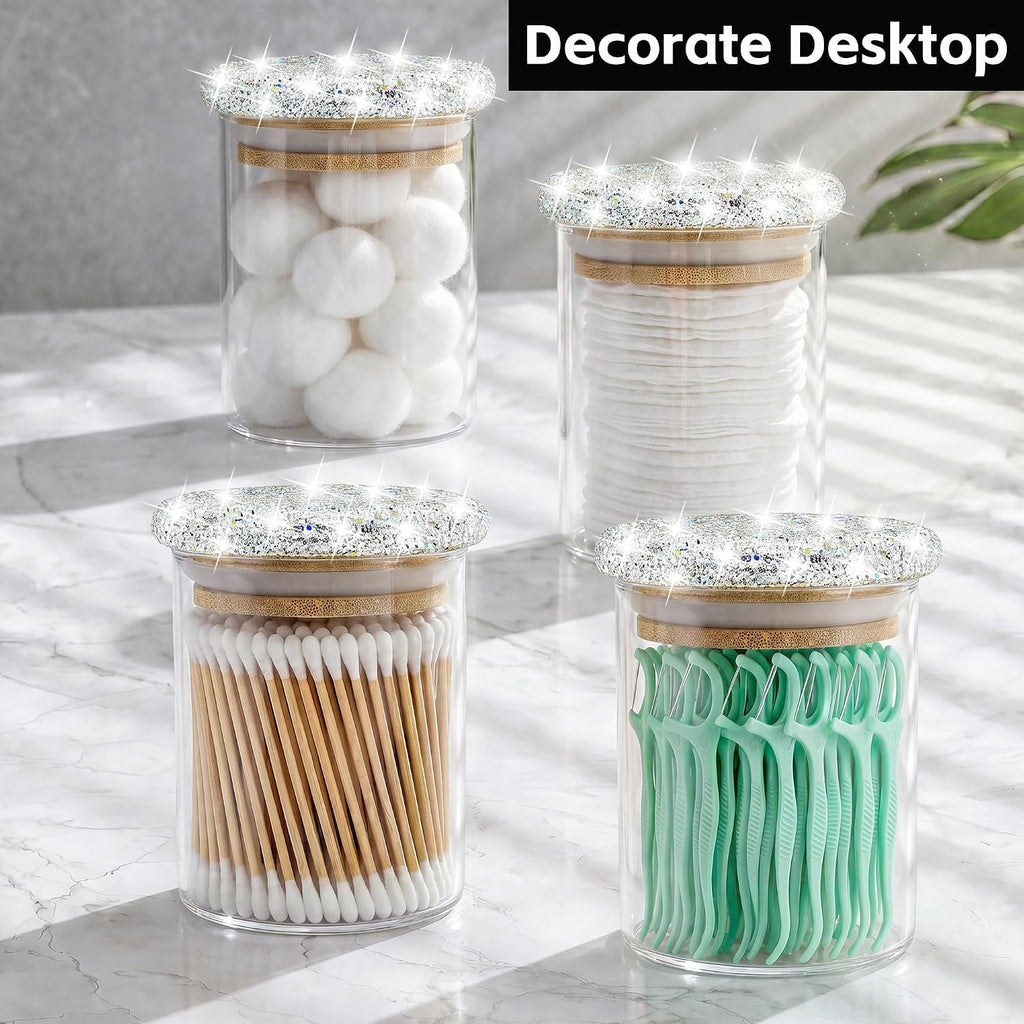 SlowVibes Bling Glass Qtip Holder, 4 Pack,Anti dust and moisture