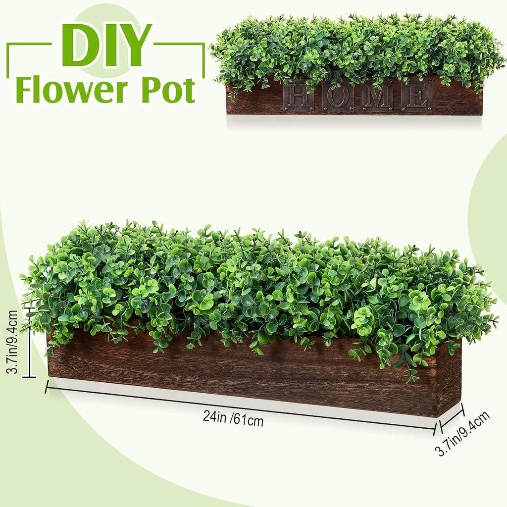 Lyrow 2 Pack Eucalyptus Plant,Brown,24 Inch,Emerald Green Round Leaves