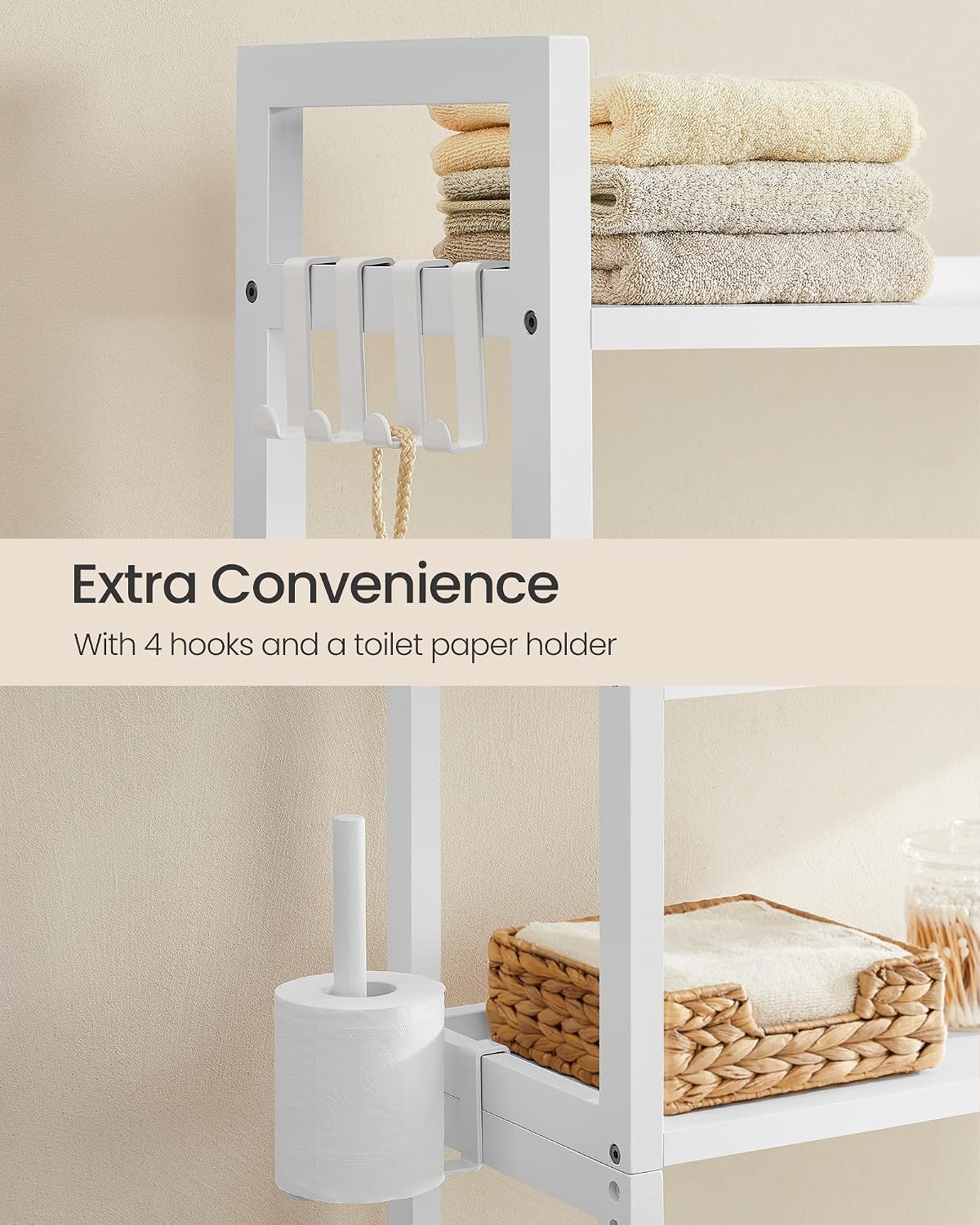 SONGMICS 4-Tier Bamboo Over the Toilet Storage with Adjustable Shelves