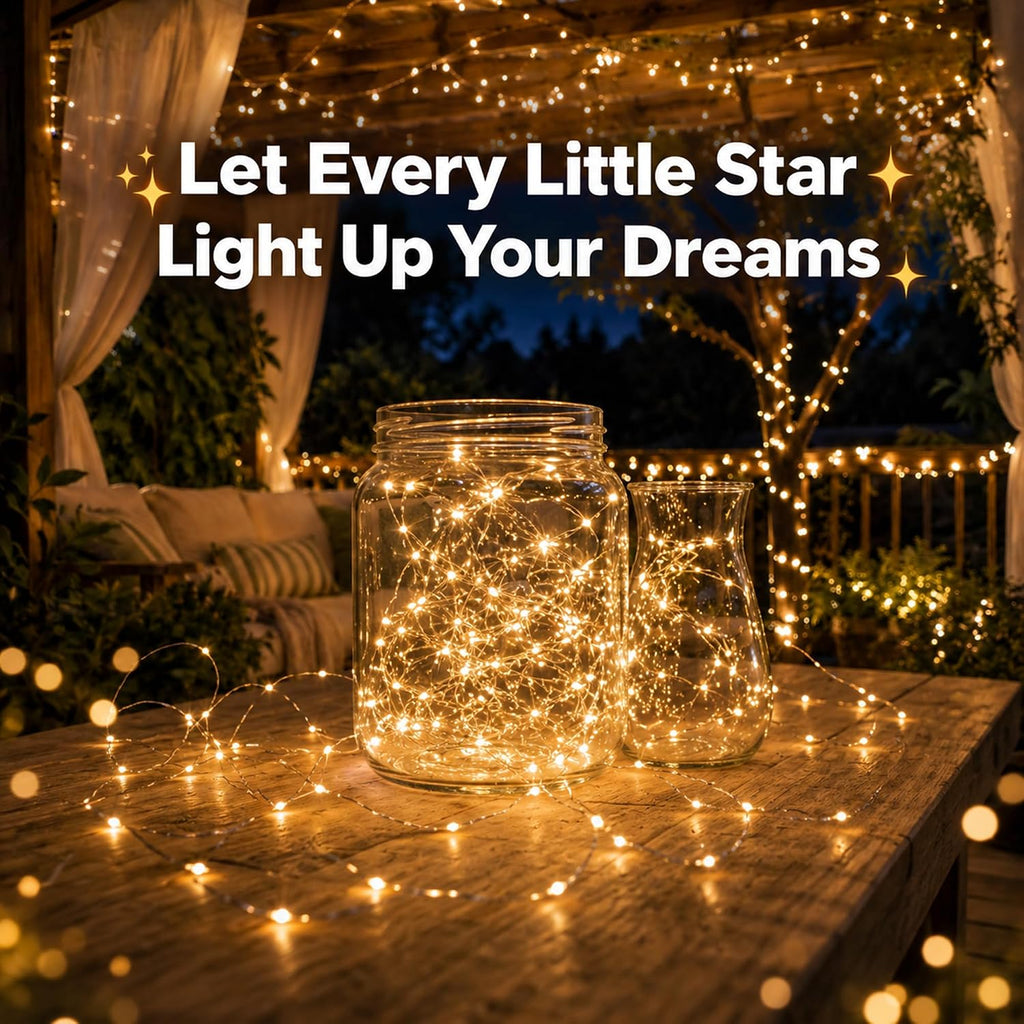 Adamonda 4 Pack Twinkle Fairy Lights Battery Operated,80FT Total (20FT per Strand), 240 Mini LEDs, IP65 Waterproof String Lights for Bedroom Christmas Party Indoor & Outdoor Decoration(Warm White)