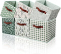 Patelai 6 Pcs Sage Green Cube Storage Bins 11 Inch with Leather Handle