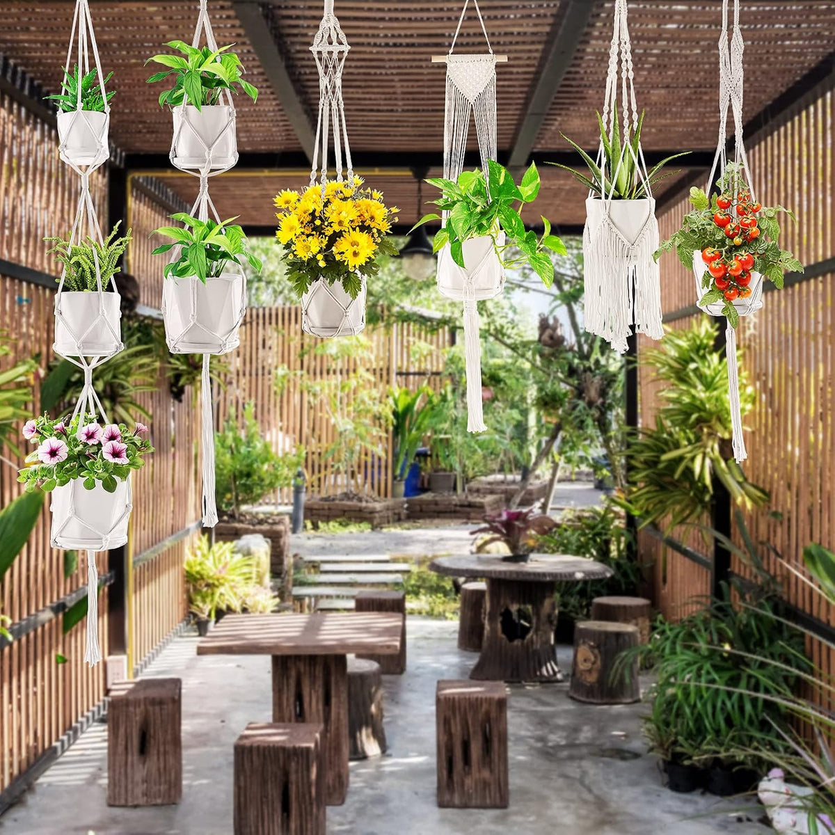 SFENNGPET Macrame Plant Hangers, 6Pack Hanging Planters for Indoor Plants
