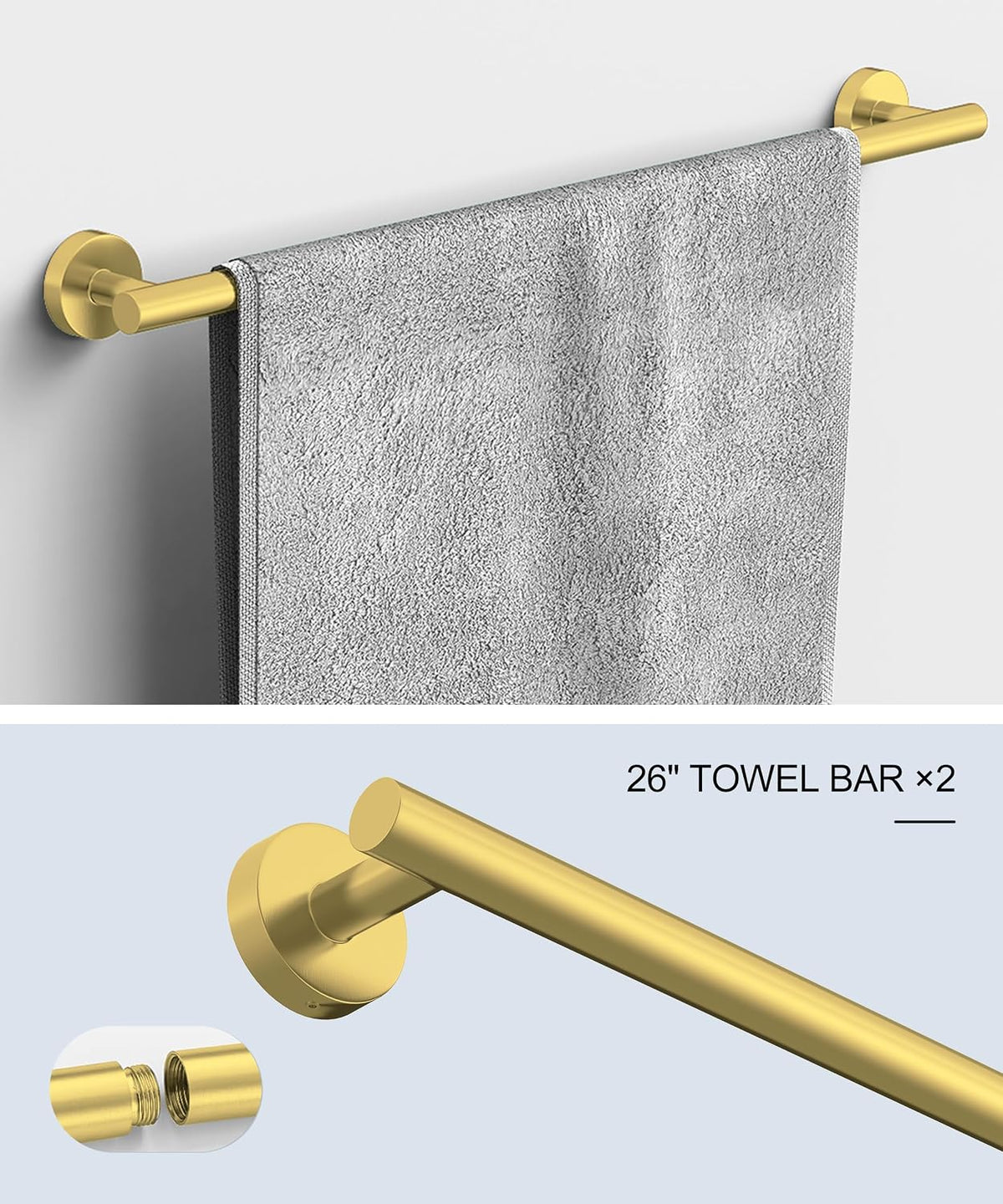 12Pcs Brushed Gold Bathroom Hardware Accessories Set SUS304 Stainless Steel