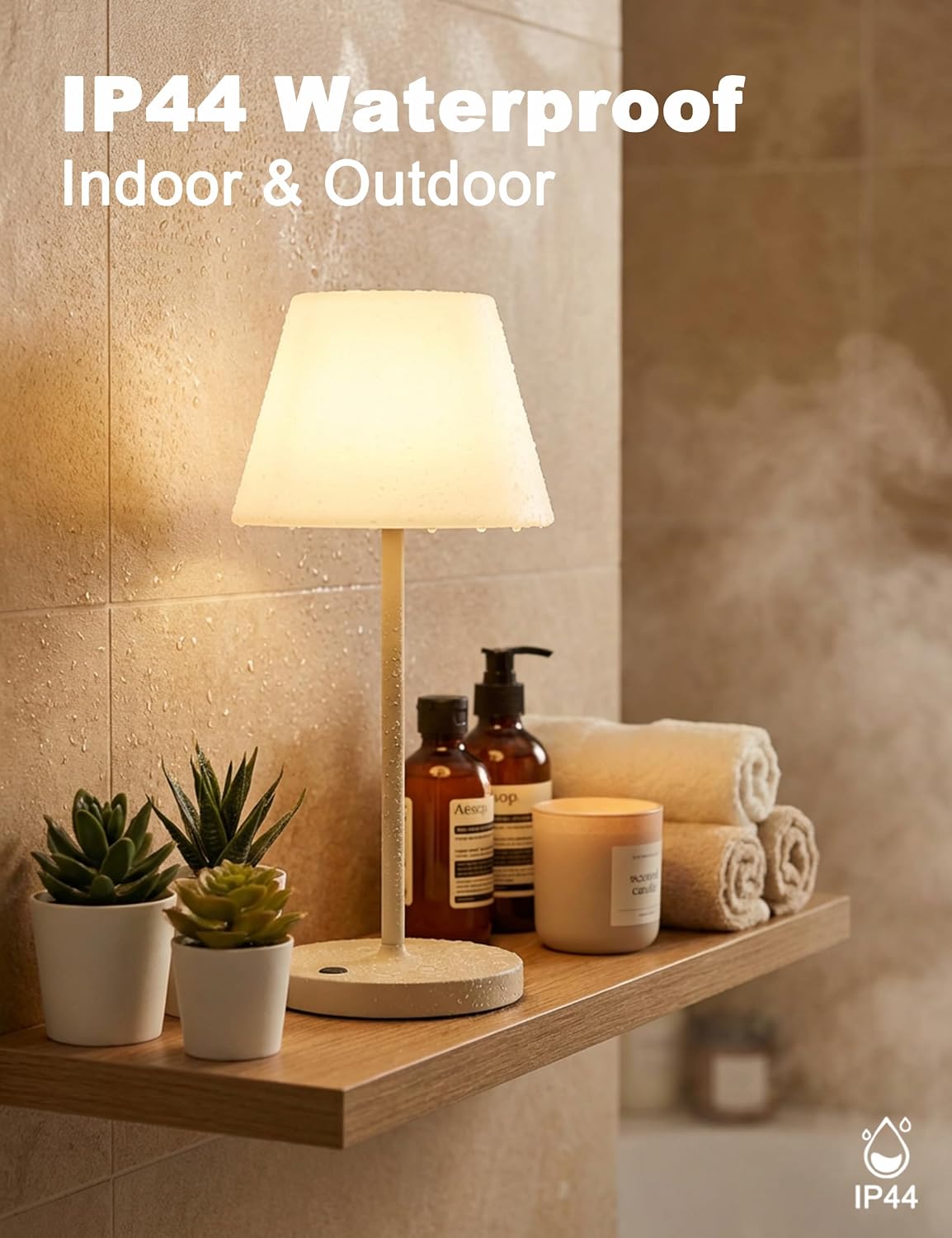 WEILAILUX Small Outdoor Table Lamp, Shower Lamp Waterproof (Mini Wood)