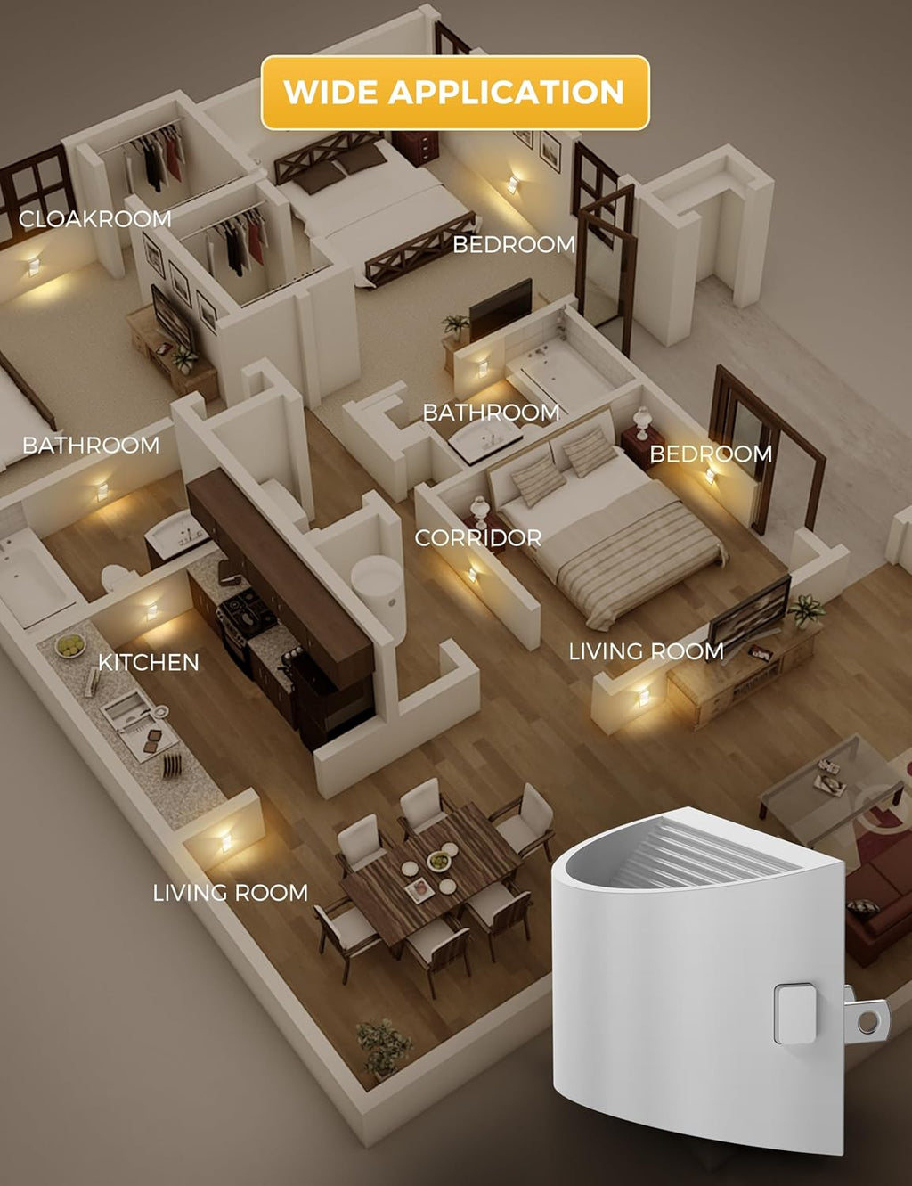 L LOHAS LED Night Lights Plug into Wall, Dimmable Night Light 4 Pack