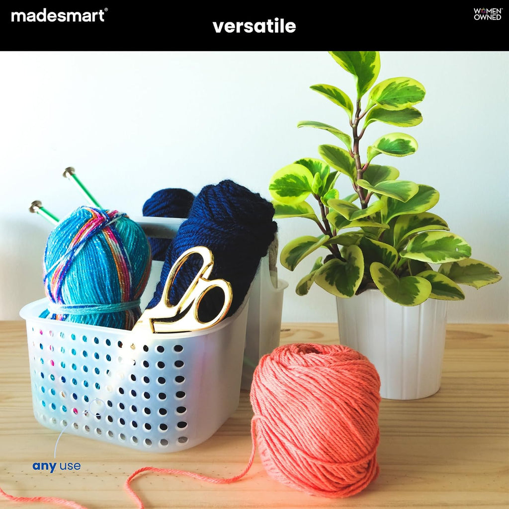 madesmart Shower Tote with Soft Grip Handle, Frost
