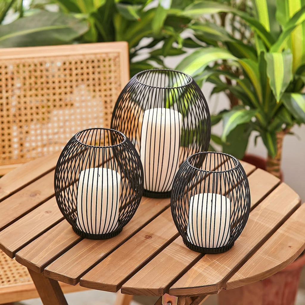 OLEEK Large Metal Candle Holder - Outdoor Lanterns for Patio - Iron Candle Holder - Decorative Candle Holders for Pillar Candles - Table Candles Holders Decor - Iron Candle Stands - Candles Holder