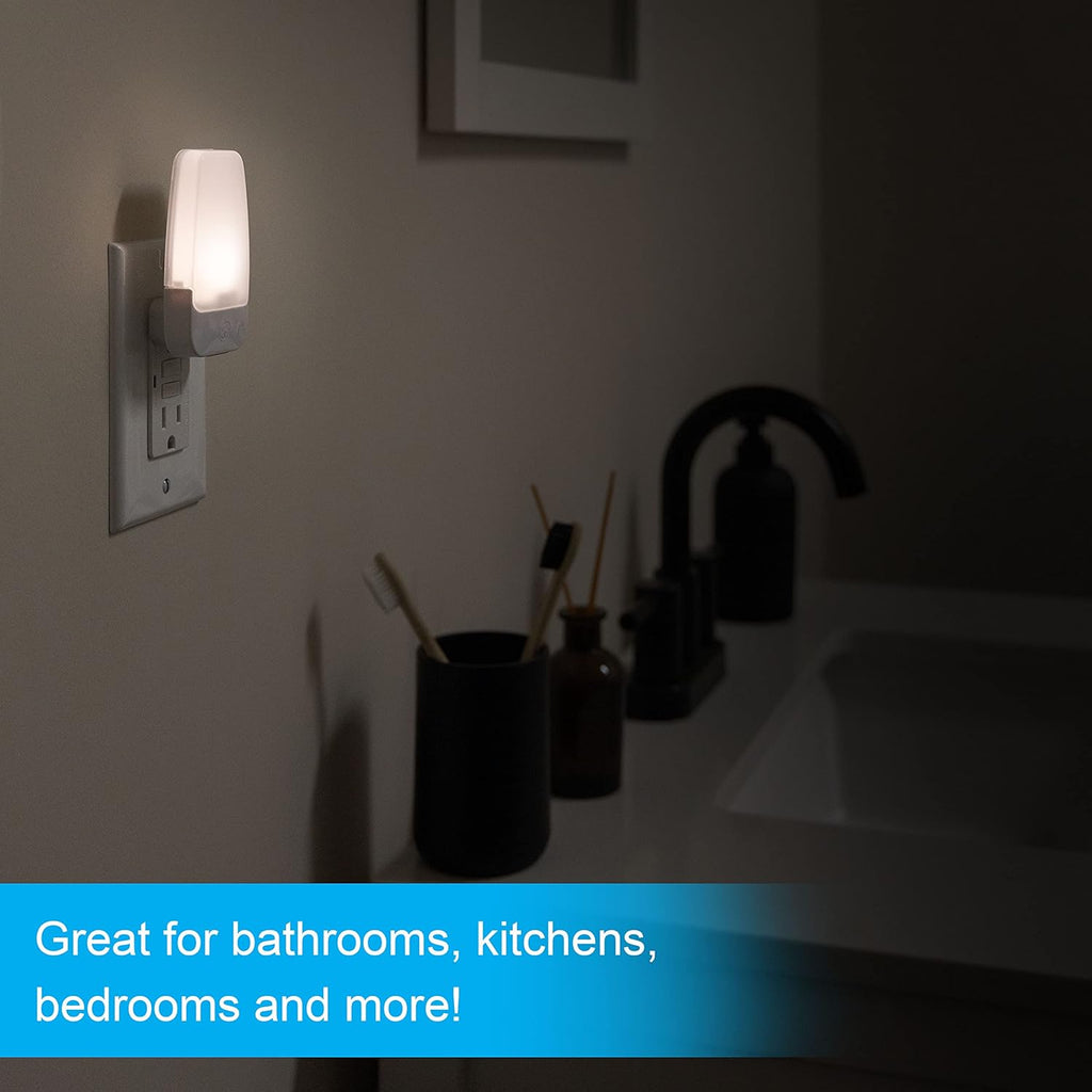 GE Plug in Night Light, Dusk to Dawn Sensor, Warm White 3000K, 2 Pack