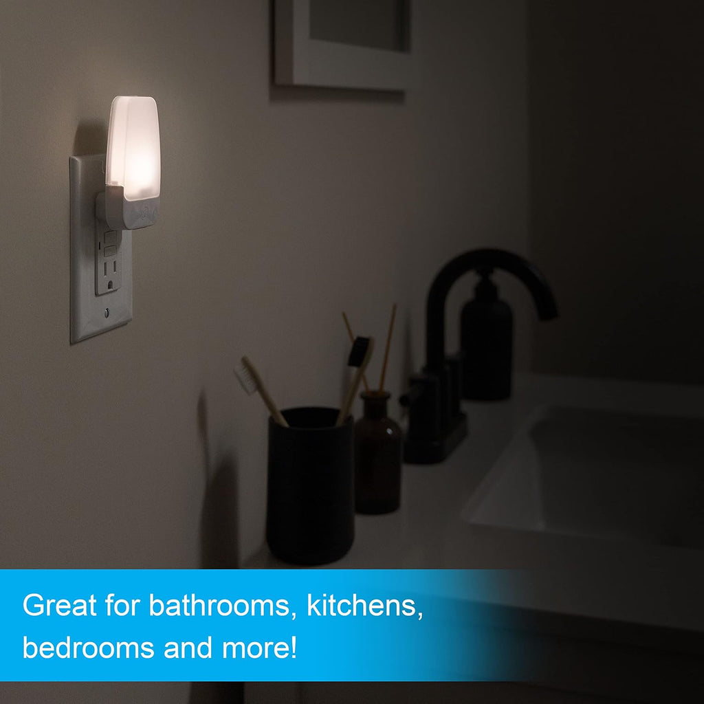 GE Plug in Night Light, Dusk to Dawn Sensor, Warm White 3000K, 4 Pack