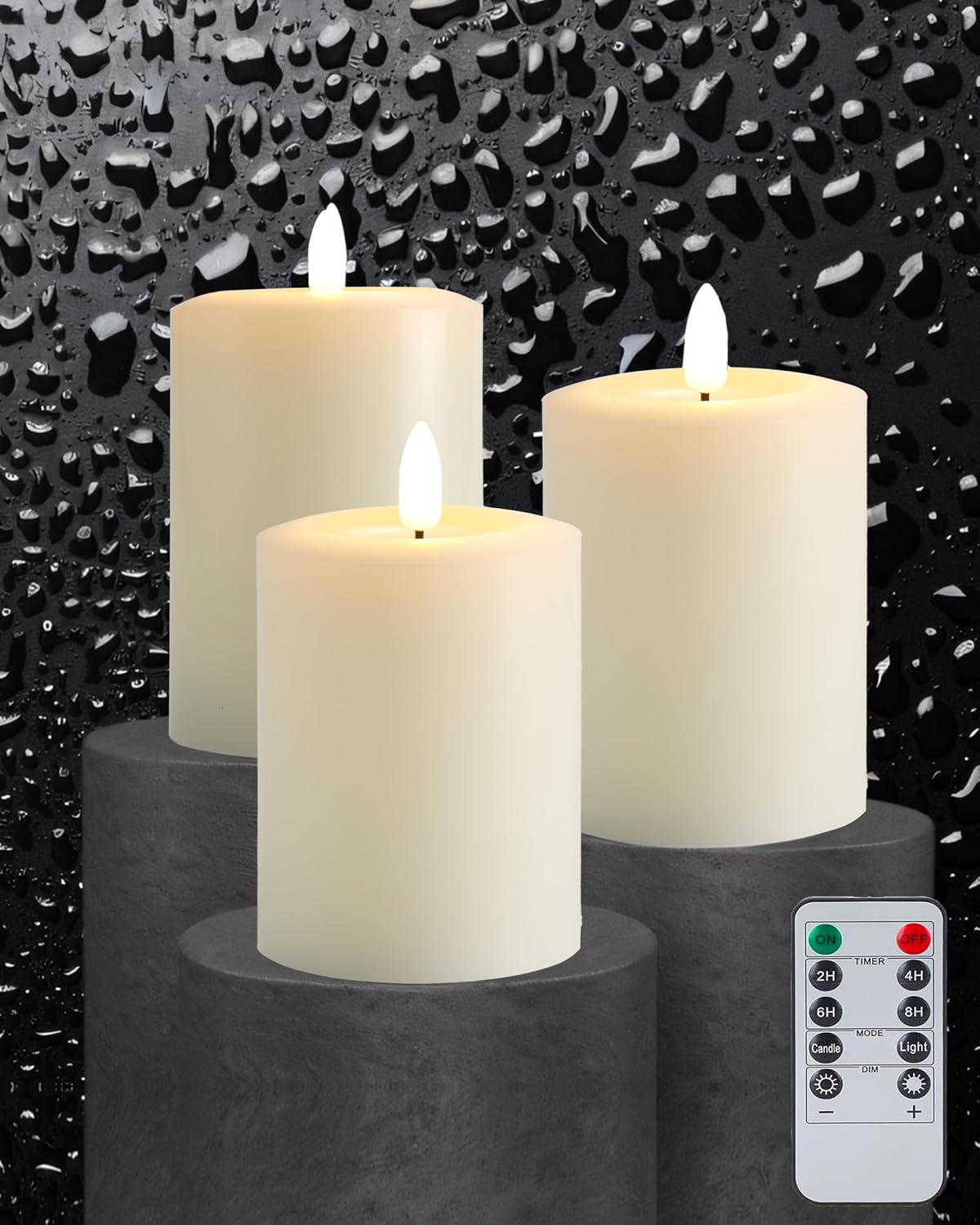 Gmnee 3"x4" Flickering Flameless Candles with Remote Timer, LED Candles