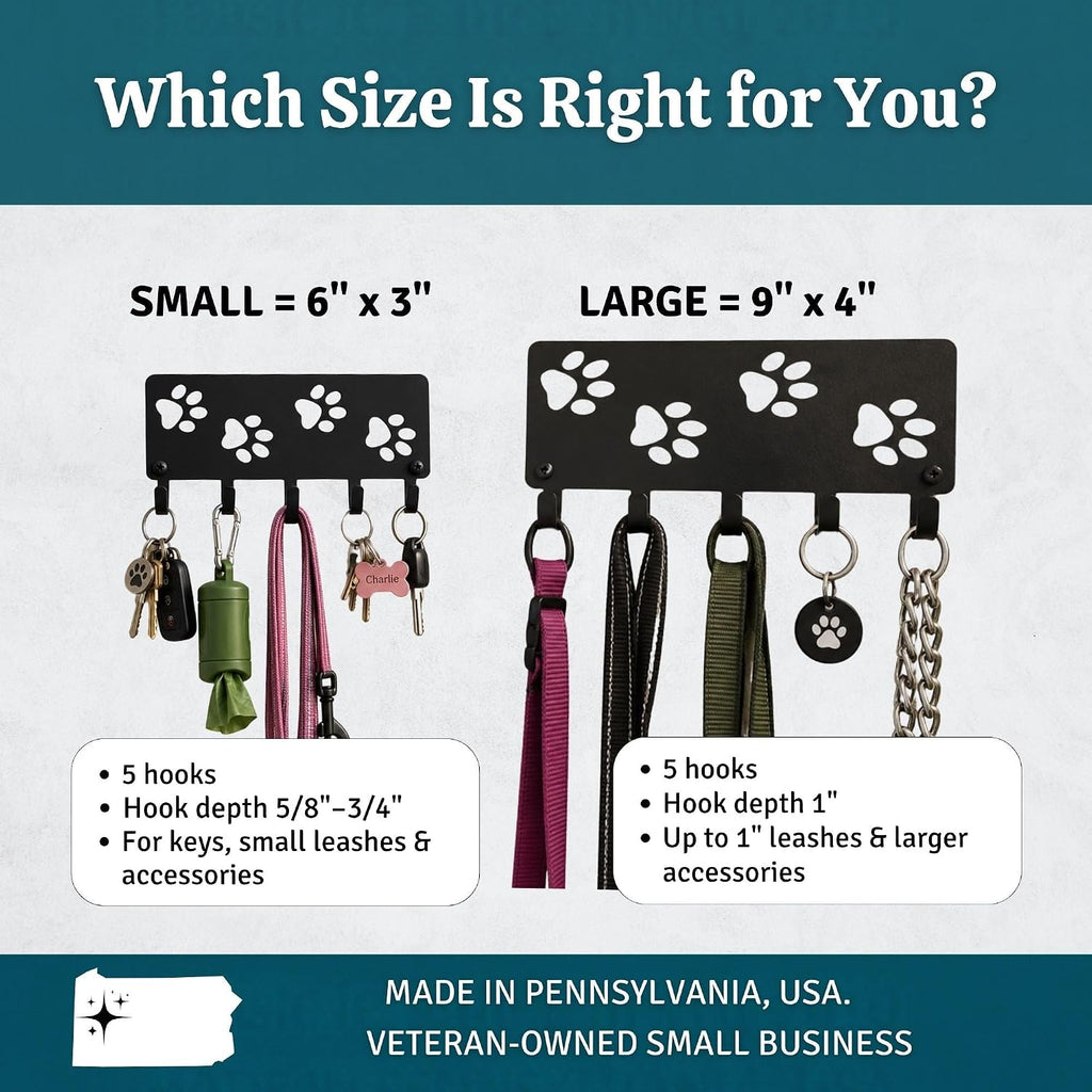 Walking Dog Paws Key Rack & Organizer - Small 6 inch Wide