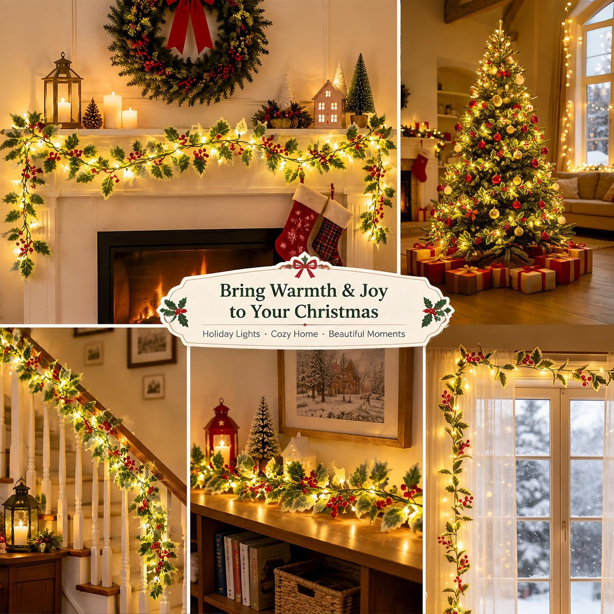 JMEXSUSS 48 LED Christmas Garland with Lights, Battery Operated, 15.75 FT