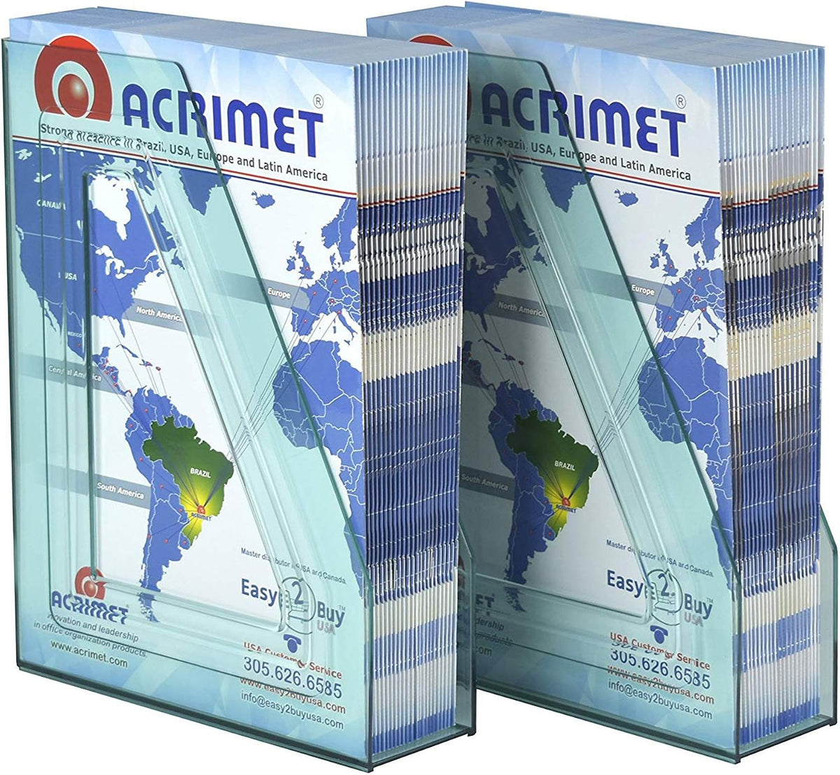 Acrimet Magazine File Holder, Vertical Desk Organizer, Clear Green, 2 Pack